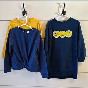 Bundle of three girls long sleeve tops